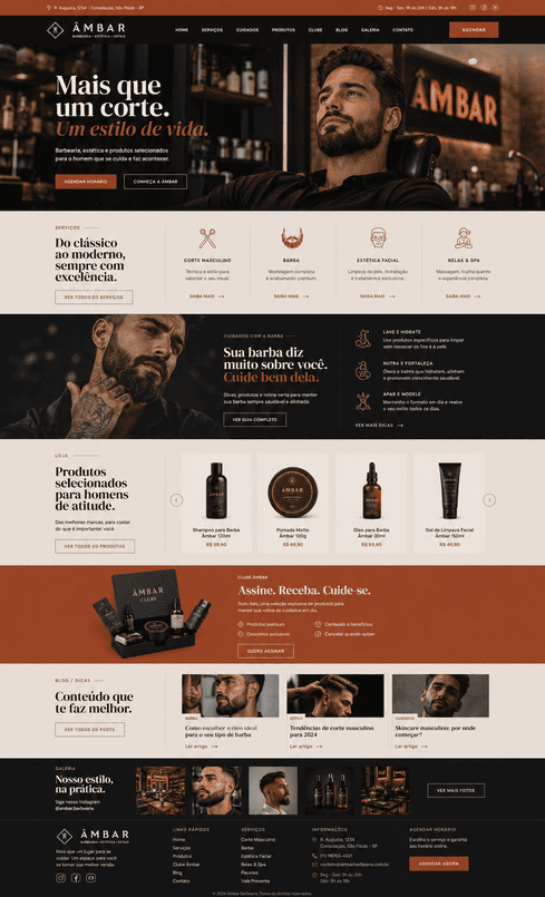 Layout de site Âmbar, estilo boutique